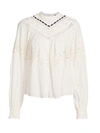Free People Women's Abigail Lace Eyelet Victorian Top In Ivory