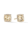 David Yurman Women's Petite Châtelaine Pavé Bezel Stud Earrings In 18k Yellow Gold With Gemstone In Champagne Citrine