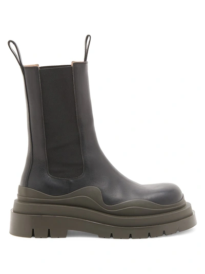 Bottega Veneta Tire Leather Chelsea Boots In Grass