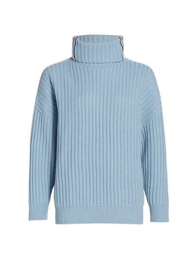 Brunello Cucinelli Ribbed Cashmere Turtleneck Sweater In Seaglass