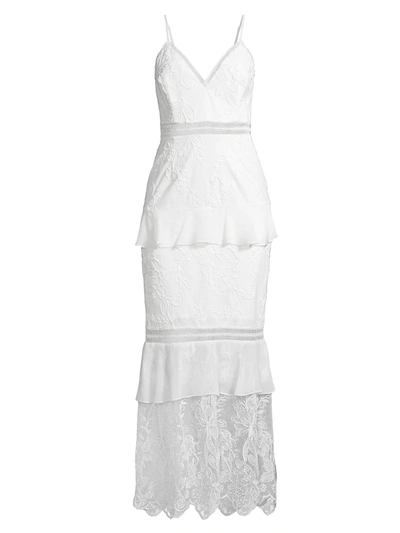 Aidan Mattox Spaghetti Strap Embroidered Dress In Ivory