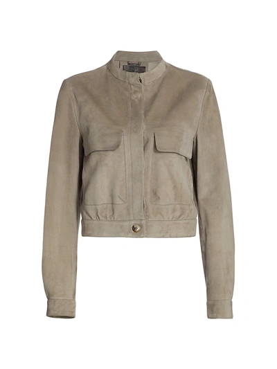 Giorgio Armani Patch-pocket Suede Jacket In Hazelnut