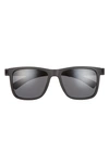 Hurley New Schoolers 56mm Polarized Square Sunglasses In Matte Black/ Solid Smoke
