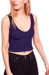 Free People Intimately Fp Solid Rib Brami Crop Top In Navy