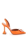 Amina Muaddi Begum Crystal-embellished Satin Slingback Courts In Satin Orange