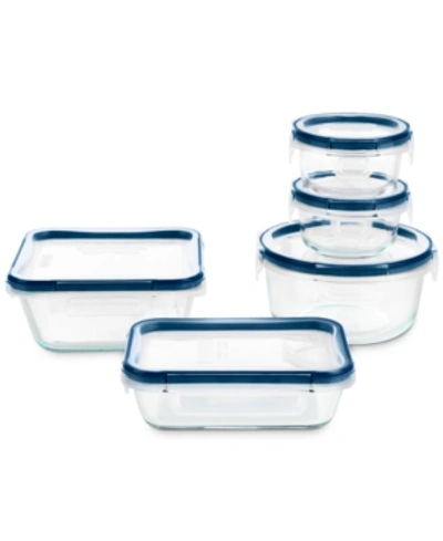 Pyrex Freshlock Plus Microban 10-pc. Glass Food Storage Set In Blue