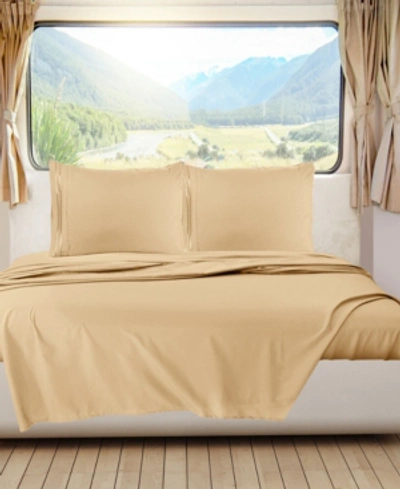 Nestl Bedding Premier 1800 Series Deep Pocket Bed 4 Piece Sheet Set, Rv Queen In Camel Gold