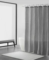 Vera Wang Marled Waffle Grey Shower Curtain In Pastel Gray