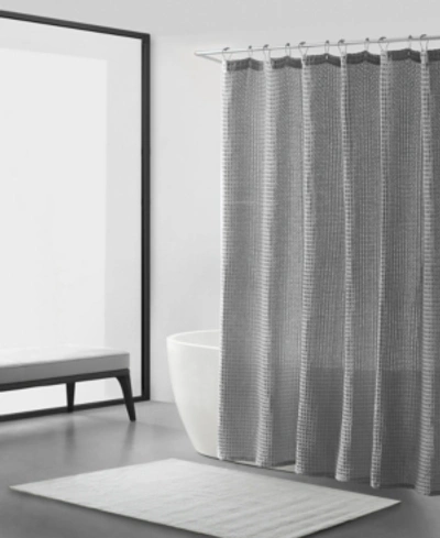 Vera Wang Marled Waffle Yarn Dyed Shower Curtain, 72" X 70" In Pastel Gray