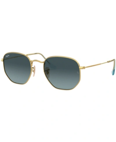 Ray Ban Unisex Sunglasses, Rb3548n Hexagonal Flat Lenses In Gold - Blue Gradient Gray