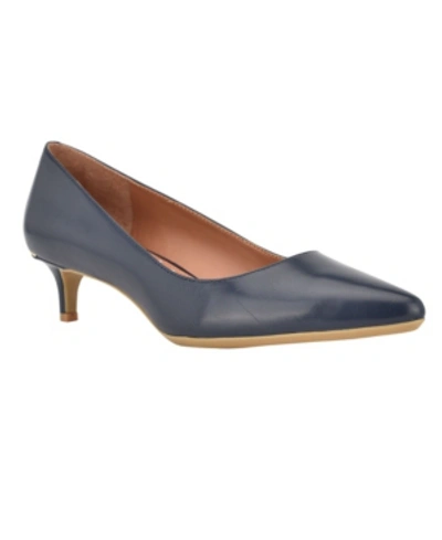 Calvin Klein Women's Gabrianna Pointed Toe Kitten Heel Pumps In Navy Leather