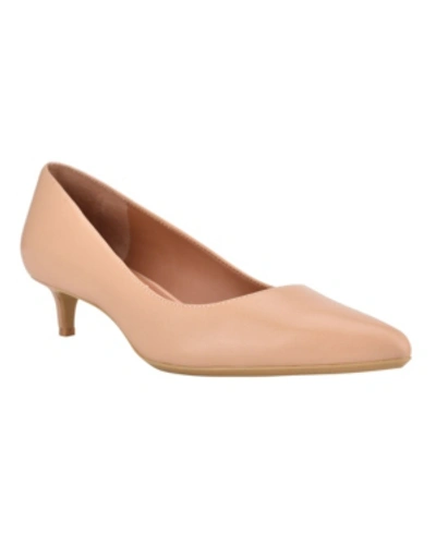 Calvin Klein Women's Gabrianna Kitten Heel Pumps Women's Shoes In Nude Leather