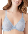 Wacoal Halo Lace Molded Underwire Bra 851205, Up To G Cup In Blue Fog