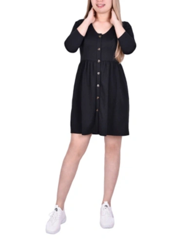 Ny Collection Women's 3/4 Sleeve A Line Ponte Dress In Black