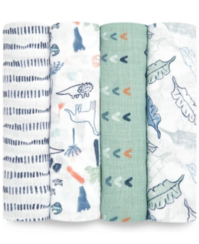 Aden By Aden + Anais Baby Boys Printed Muslin Swaddles, Pack Of 4 In Dinosaur