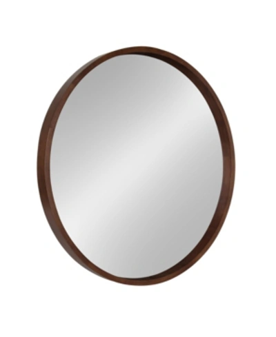 Kate And Laurel Hutton Round Wood Wall Mirror In Dark Brown