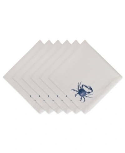 Design Imports Crab Printed Napkin, Set Of 6 In Blue