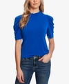 Cece Puff Sleeve Crepe Top In Deep Royal Blue