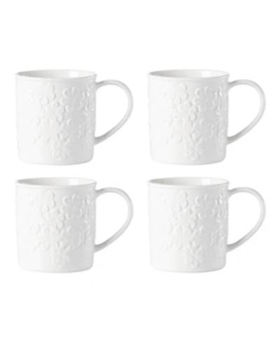 Kate Spade Blossom Lane 4 Piece Mug Set In White