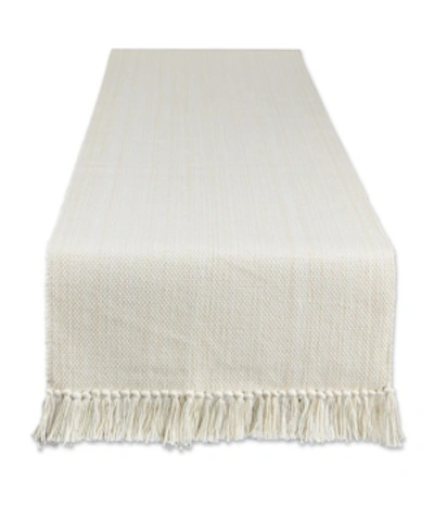 Design Imports Variegated Fringe Table Runner In White