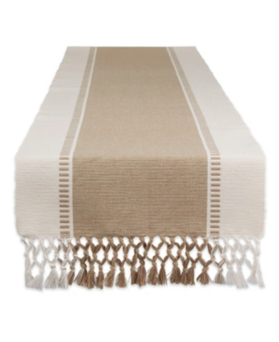 Design Imports Dobby Stripe Table Runner, 13" X 108" In Brown