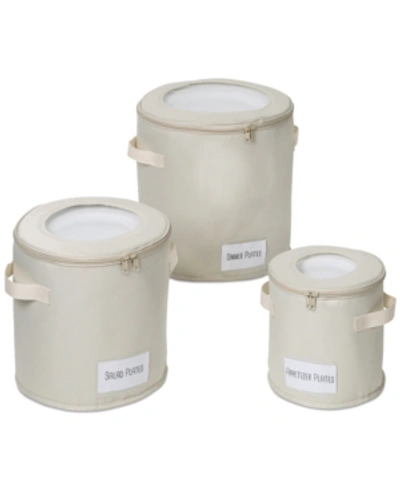 Honey Can Do Round Dinnerware Storage Boxes, Set Of 3 In Natural