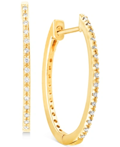 Macy's Diamond Small Skinny Hoop Earrings (1/10 Ct. T.w.) In 10k Gold, 0.75" In Yellow Gold