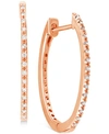 Macy's Diamond Small Skinny Hoop Earrings (1/10 Ct. T.w.) In 10k Rose Gold, 0.75" In Rose Gold