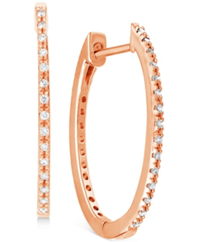 Macy's Diamond Small Skinny Hoop Earrings (1/10 Ct. T.w.) In 10k Rose Gold, 0.75"