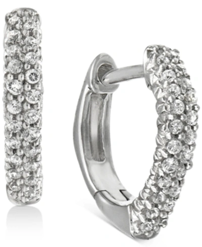 Macy's Diamond Square Hoop Earrings (1/6 Ct. T.w.) In 10k White Gold