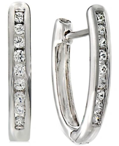 Macy's Diamond Extra Small Hoop Earrings (1/6 Ct. T.w.) In 10k White Gold, 0.43"