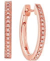 Macy's Diamond Small Milgrain Hoop Earrings (1/10 Ct. T.w.) In 10k Rose Gold, 0.75" In Rose Gold