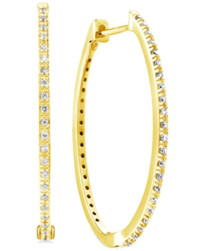 Macy's Diamond Small Skinny Hoop Earrings (1/6 Ct. T.w.) In 14k Gold-plated Sterling Silver, 0.75" In Yellow Gold