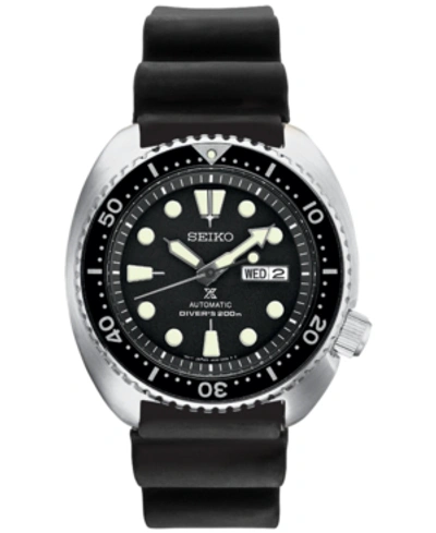 Seiko Men's Automatic Prospex Diver Black Silicone Strap Watch 45mm In Silver