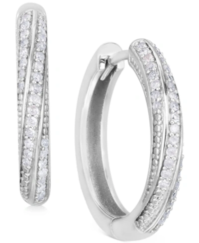 Macy's Diamond Twist Hoop Earrings (1/4 Ct. T.w.) In Sterling Silver, 14k Gold-plated Sterling Silver Or 14