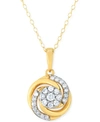 MACY'S DIAMOND LOVE KNOT 18" PENDANT NECKLACE (1/4 CT. T.W.) IN 14K GOLD-PLATED STERLING SILVER