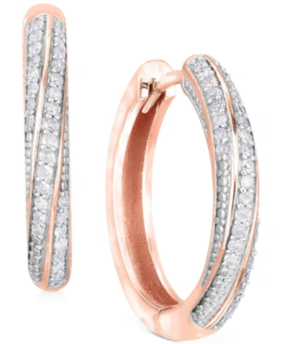 Macy's Diamond Twist Hoop Earrings (1/4 Ct. T.w.) In Sterling Silver, 14k Gold-plated Sterling Silver Or 14 In Rose Gold-plated Sterling Silver