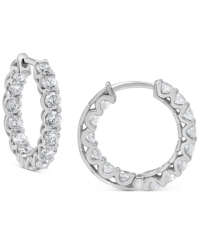Macy's Diamond In & Out Hoop Earrings (2 Ct. T.w.) In 14k White Gold