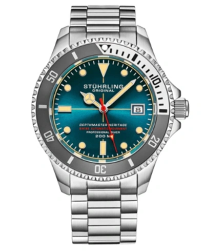 Stuhrling Men's Swiss Automatic Silver-tone Stainless Steel Bracelet Watch 42mm In Green