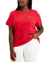 TOMMY HILFIGER PLUS SIZE EMBROIDERED HEART LOGO T-SHIRT