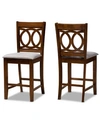 BAXTON STUDIO LENOIR MODERN AND CONTEMPORARY FABRIC UPHOLSTERED 2 PIECE COUNTER HEIGHT PUB CHAIR SET