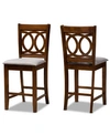 Baxton Studio Lenoir Modern And Contemporary Fabric Upholstered 2 Piece Counter Height Pub Chair Set In Gray