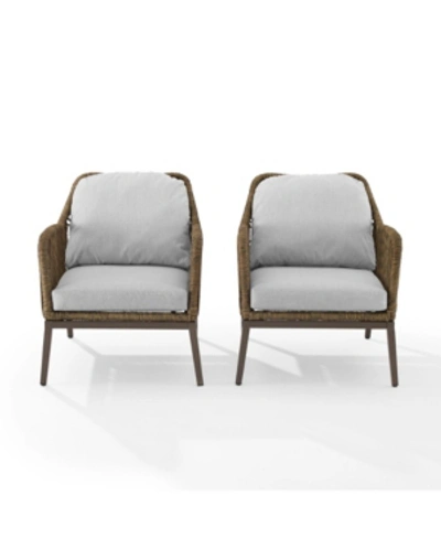 Crosley Haven Outdoor Wicker Armchair Set, 2 Piece In Light Gray