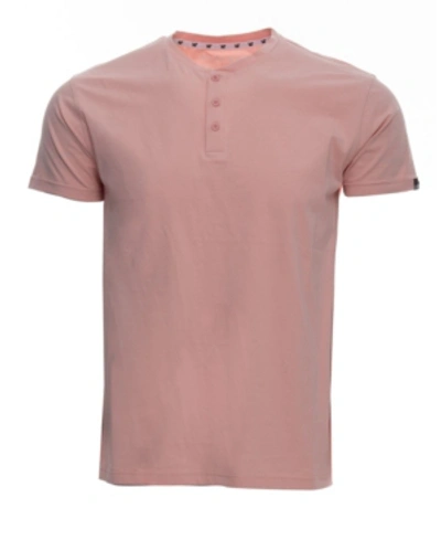 X-ray Men's Basic Henley Neck Short Sleeve T-shirt In Dusty Pink