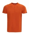 X-ray Men's Basic Henley Neck Short Sleeve T-shirt In Tangerine