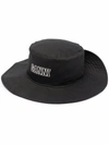 Ganni Womens Phantom Logo-embroidered Organic-cotton Bucket Hat In Black