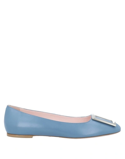 Roger Vivier Ballet Flats In Pastel Blue