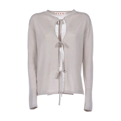 Marni Round-neck Tie-front Cardigan In Neutrals