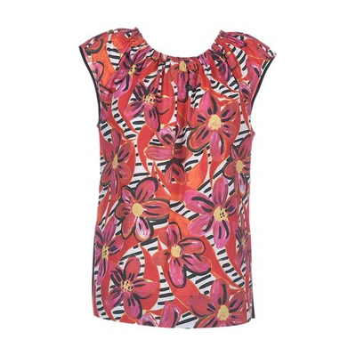 Marni All-over Print Sleeveless Top In Red