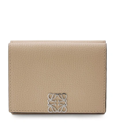 Loewe Leather Anagram Trifold Wallet In Beige